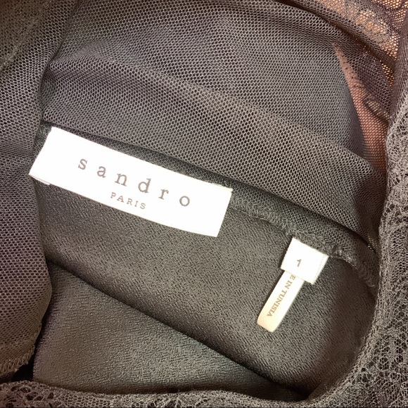 SANDRO ENOLA SHEER LACE TRIM TOP - Picture 7 of 7